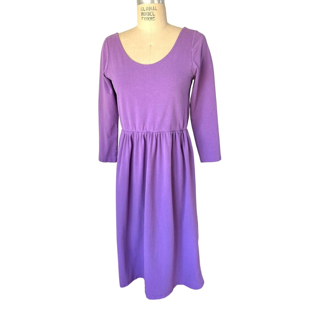 Loup Purple Fosse Midi Dress 3/4 Sleeve Scoop Neck Fit & Flare Size Medium - Picture 2 of 8